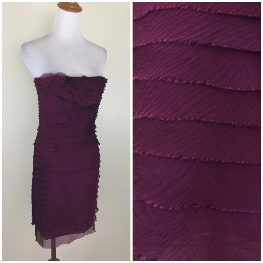 ALICE+OLIVIA 100% Silk Layered Ruffle Fitted Dress